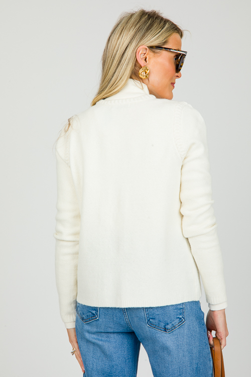 Gold Button Cardigan, Ivory - New Arrivals - The Blue Door Boutique