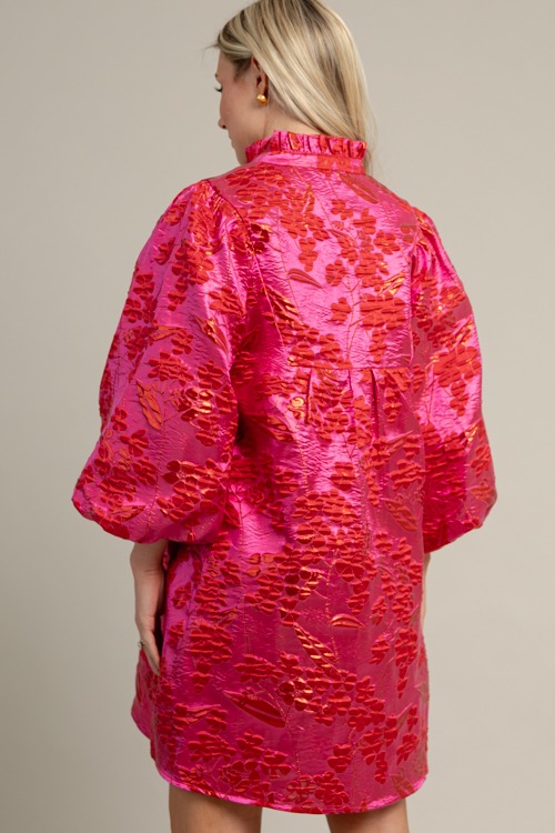 Brocade Floral Dress, Hot Pink - 1021-100.jpg