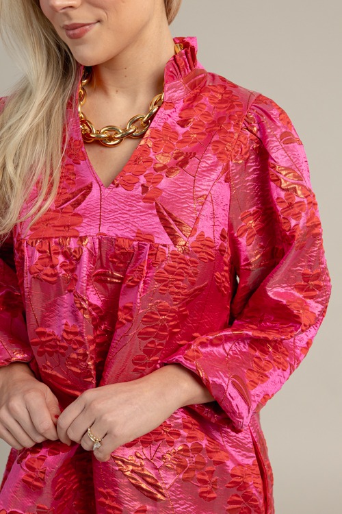 Brocade Floral Dress, Hot Pink - 1021-101.jpg