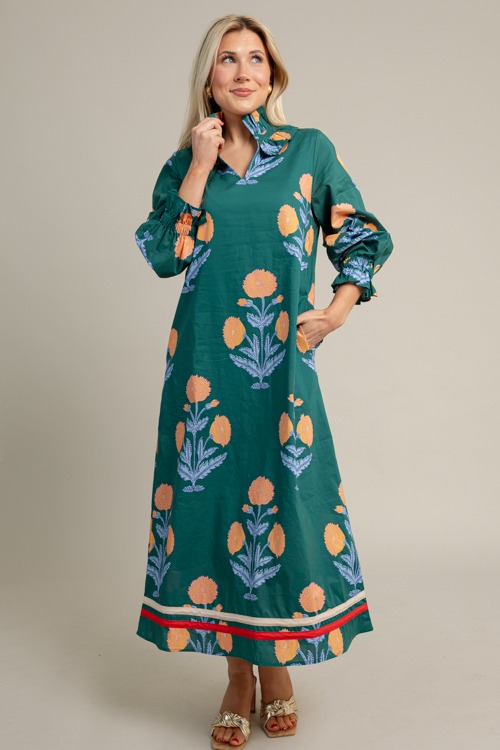 Bella Floral Maxi, Hunter Green