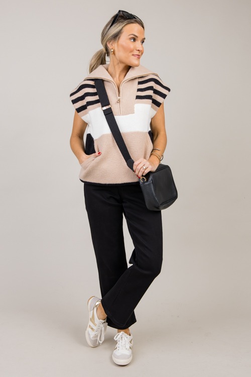 Neutral Stripe Half Zip Sweater - 1021-10h.jpg