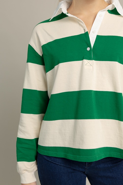 Bold Stripe Polo Top, Green - 1021-29.jpg