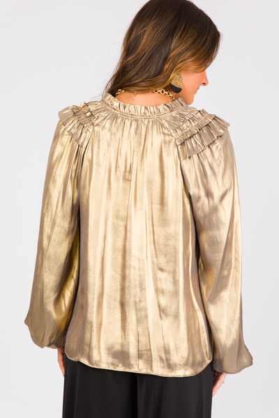 Gold Foil Ruffle Blouse