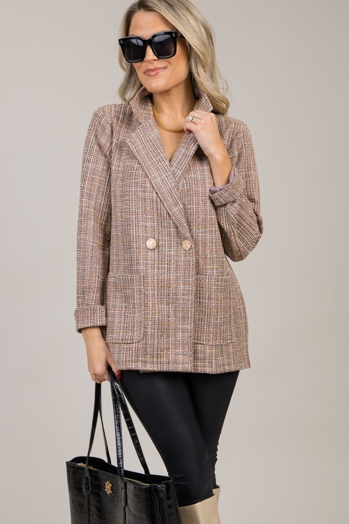 Tweed Stretch Blazer, Pink