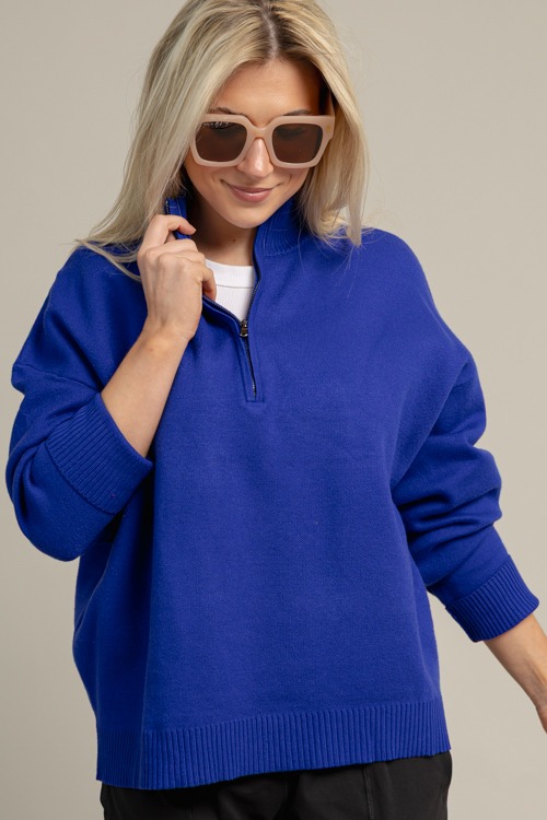 Half Zip Sweater, R. Blue