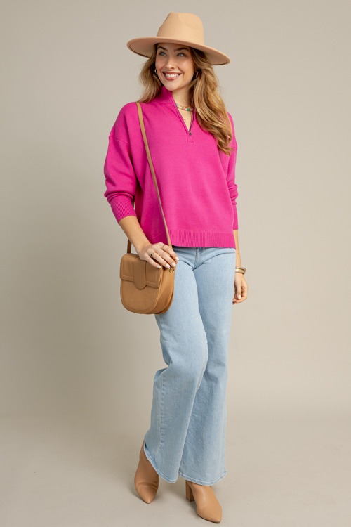Half Zip Sweater, Magenta Pink - 1021-60.jpg