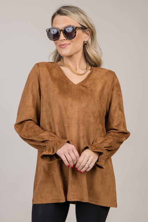 Abigail Suede Top, Caramel