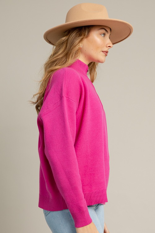 Half Zip Sweater, Magenta Pink - 1021-63.jpg