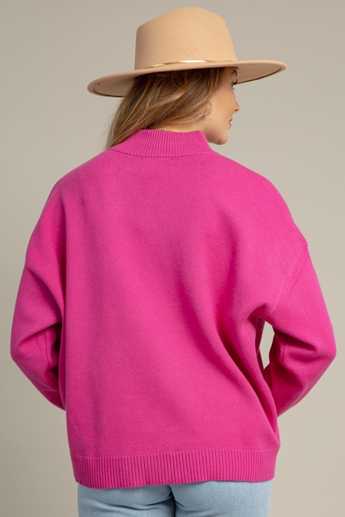 Half Zip Sweater, Magenta Pink - 1021-64.jpg