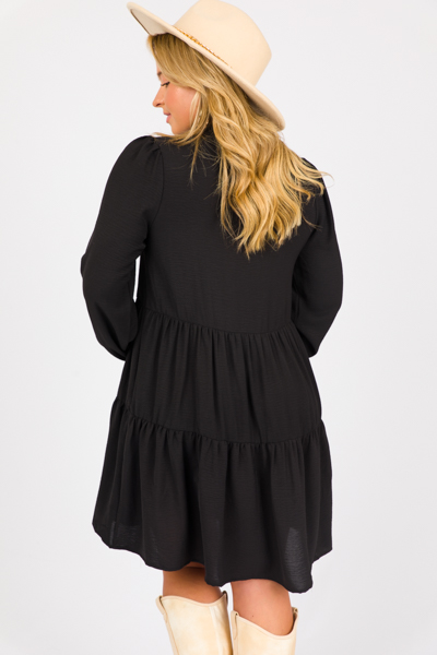 Kenzie Button Dress, Black