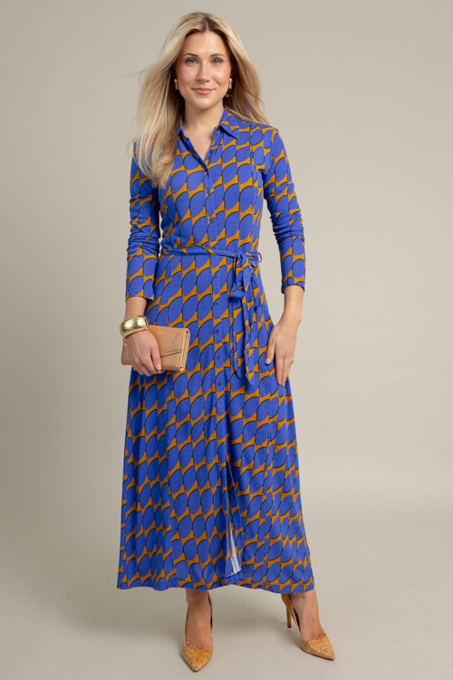 Geometric Shirt Dress Maxi