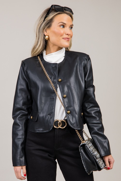 Shania Leather Jacket, Black