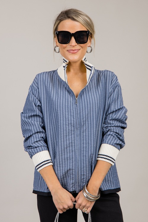 Striped Rib Trim Jacket