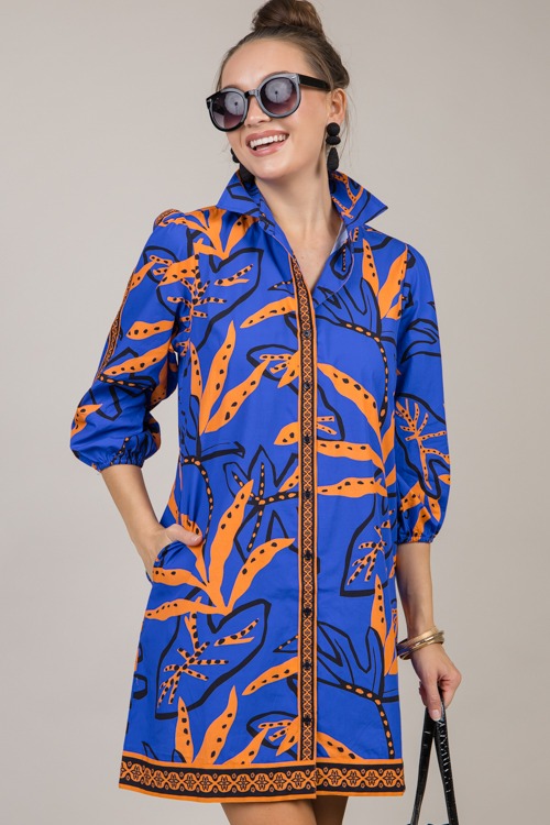 Wyatt Shirt Dress, Royal Ferns