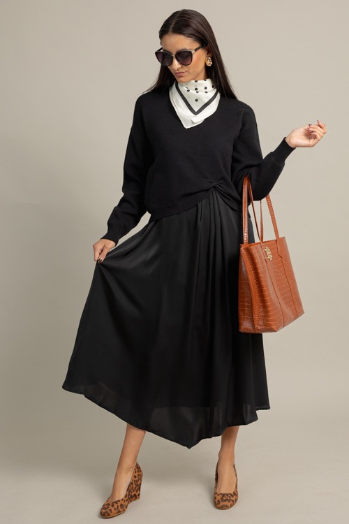 Layered Sweater Maxi Dress, Black