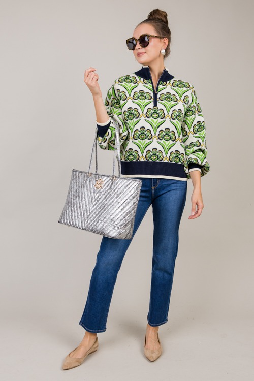 Floral Half Zip Sweater, Green - 1022-73.jpg