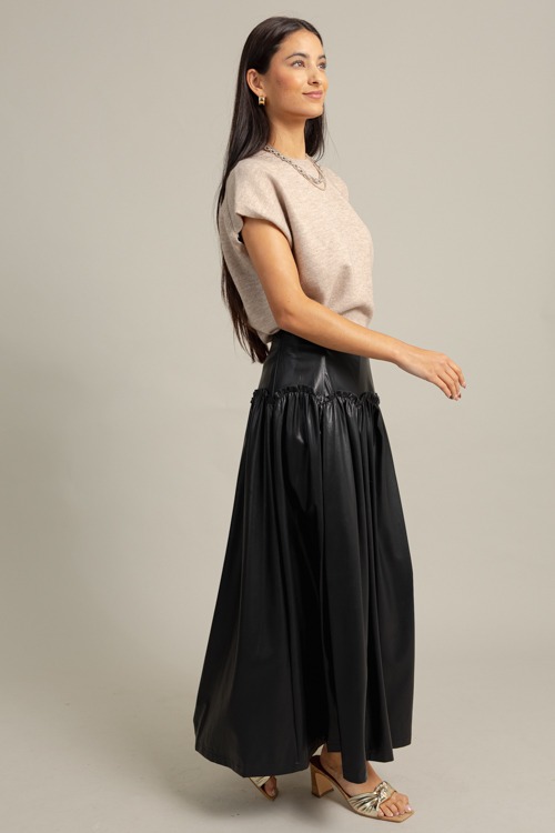 Ruffle Seam Leather Skirt, Black - 1022-76h.jpg