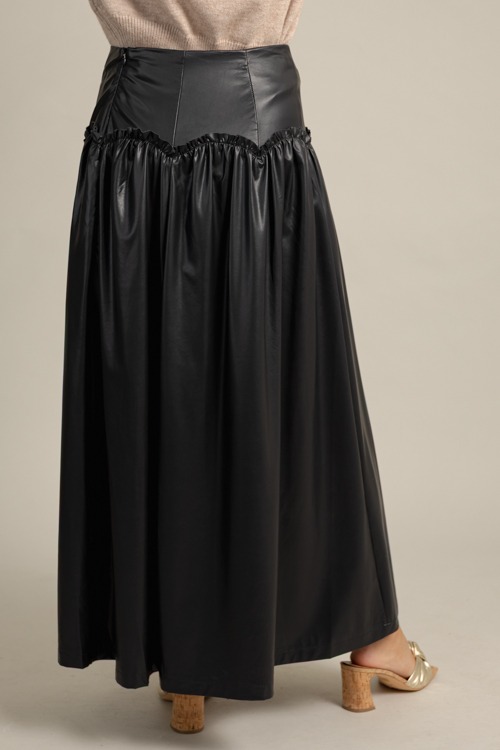 Ruffle Seam Leather Skirt, Black - 1022-78.jpg