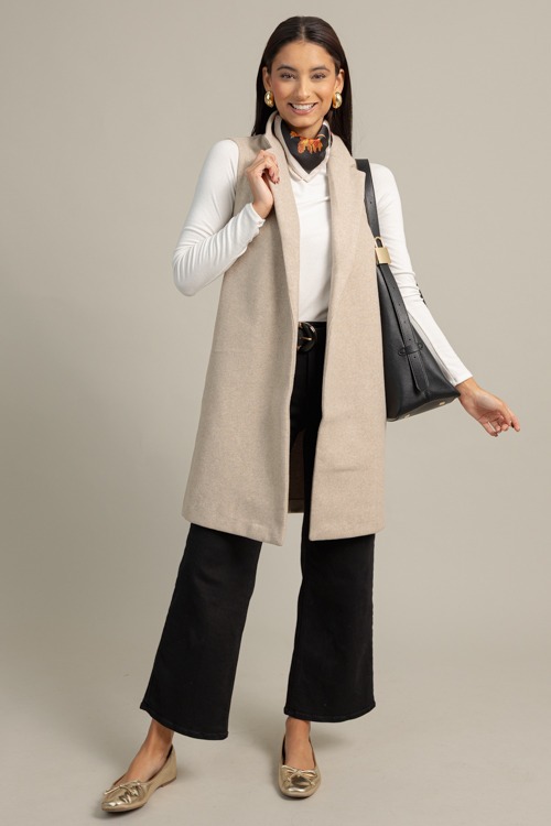 Chic Longline Vest, Oatmeal