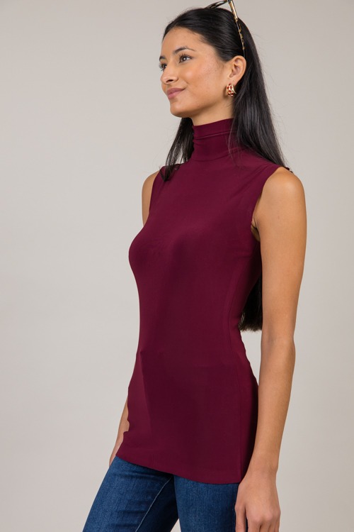 Fitted Turtleneck Top, Burgundy - 1023-13.jpg