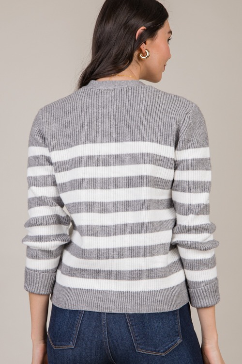 Buttoned Stripe Sweater, H. Gray - 1023-132.jpg