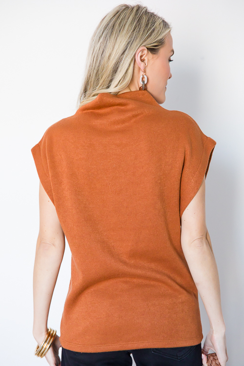 Sue Sleeveless Mock Sweater, Camel