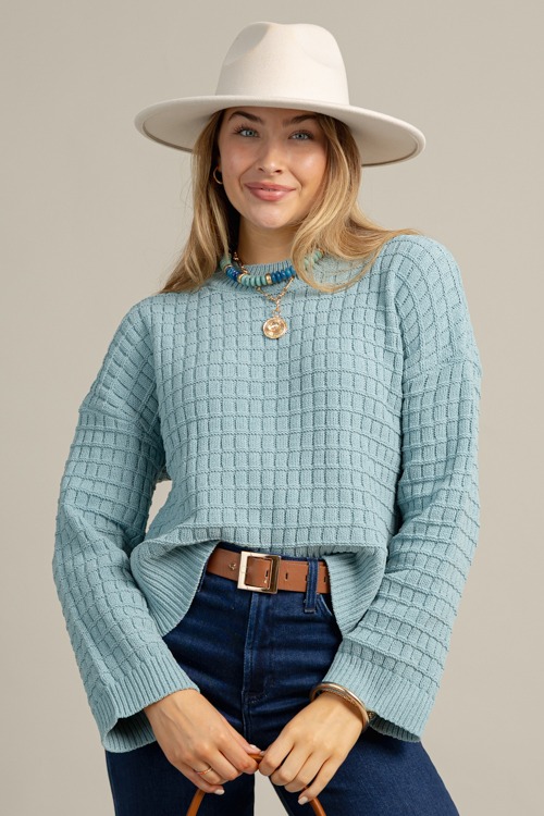 Textured Solid Sweater, Teal
