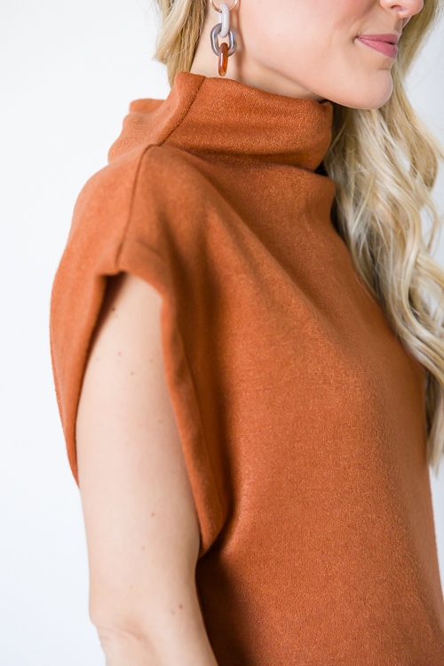 Sue Sleeveless Mock Sweater, Camel
