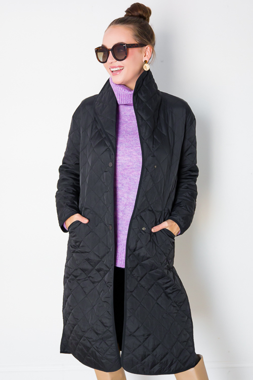 Long Quilted Jacket, Black