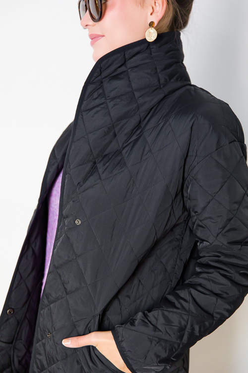 Long Quilted Jacket, Black