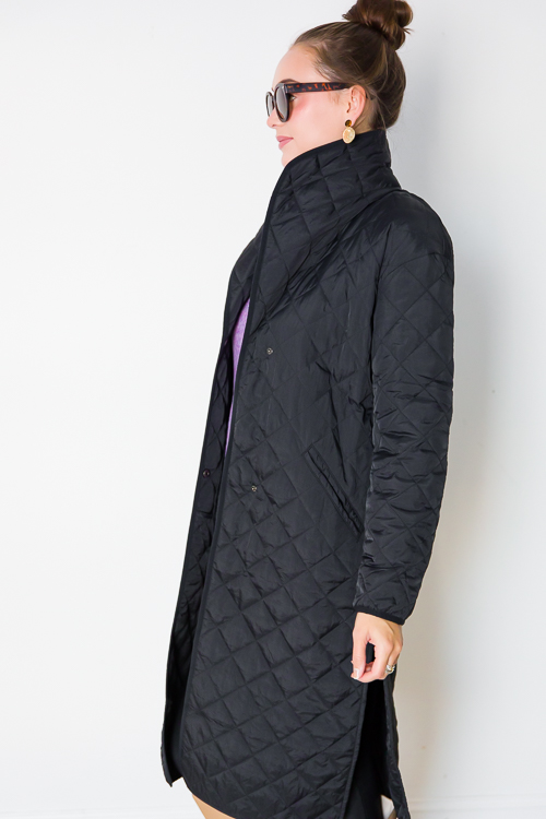 Long Quilted Jacket, Black