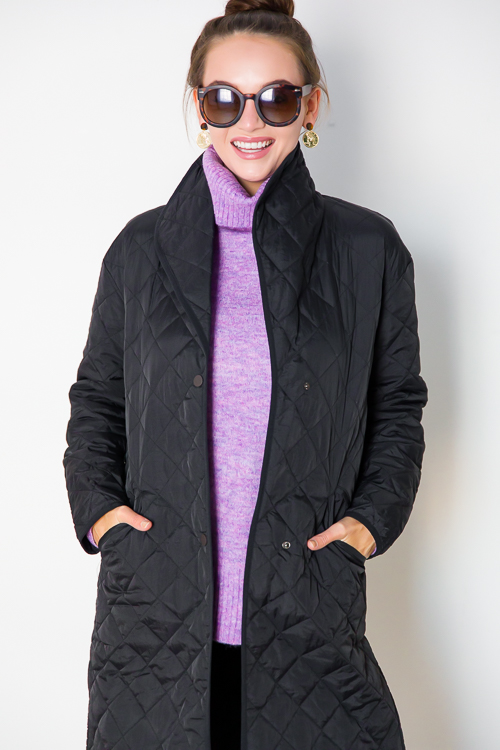 Long Quilted Jacket, Black