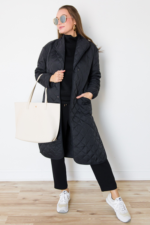 Long Quilted Jacket, Black