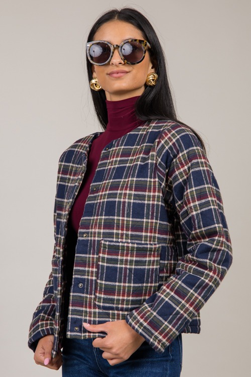 Plaid Quilted Jacket, Navy - 1023-3.jpg