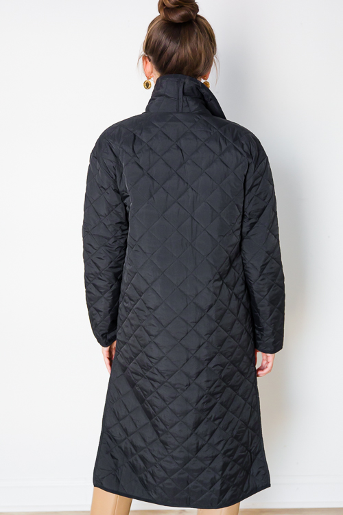 Long Quilted Jacket, Black