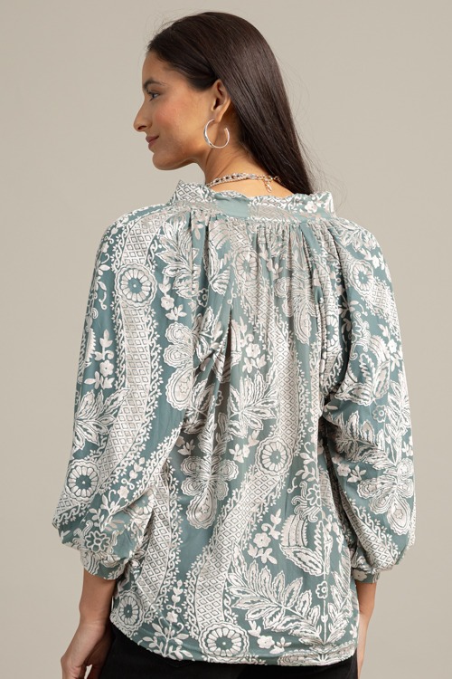 Burnout Velvet Blouse, Sage - 1023-45h.jpg