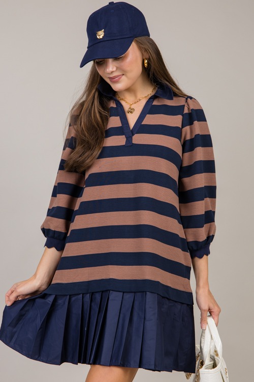 Rachel Dress, Navy Stripe