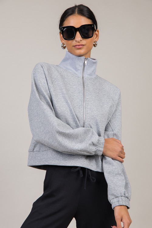 Nellie Zip Pullover, H. Grey