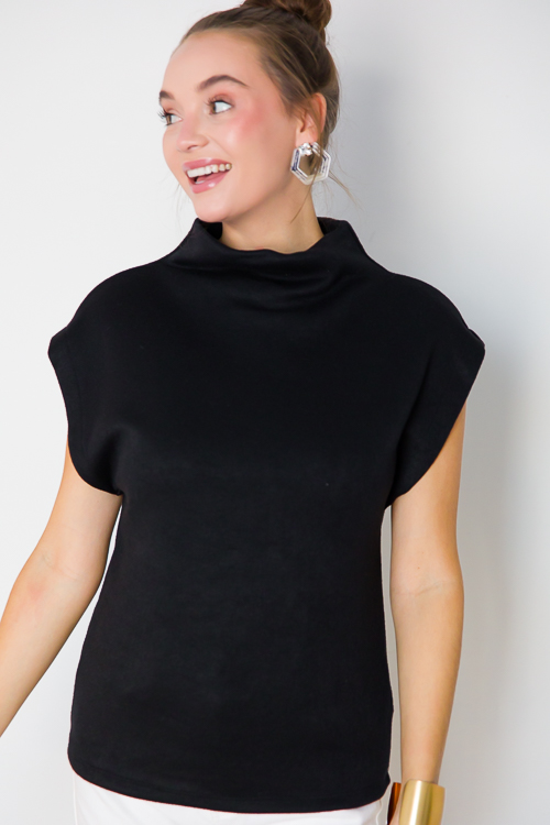 Sue Sleeveless Mock Sweater, Black