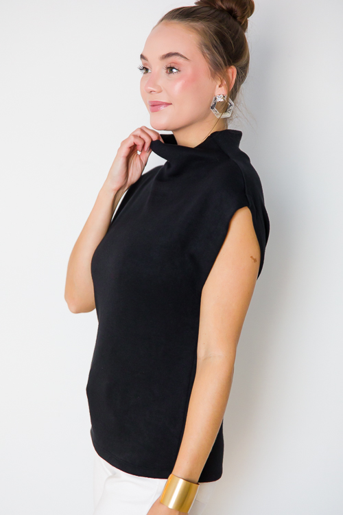 Sue Sleeveless Mock Sweater, Black