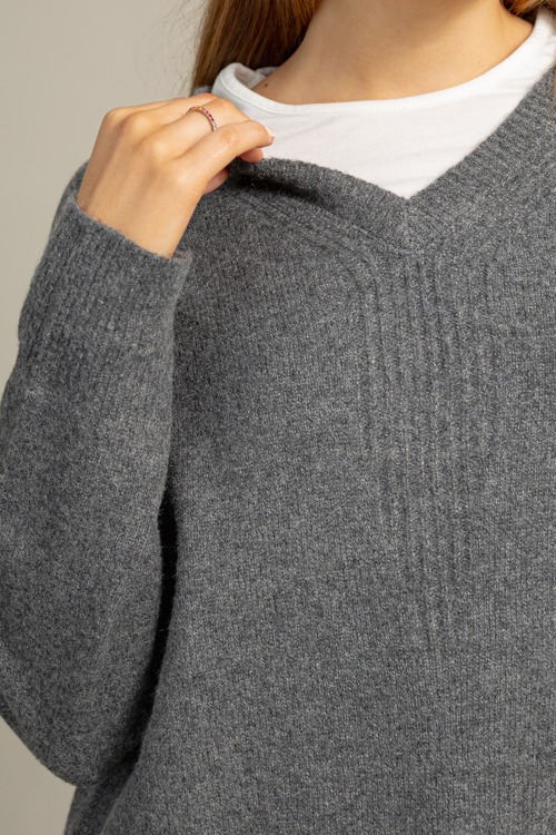 Layered V-Neck Sweater, Charcoal - 1023-62.jpg