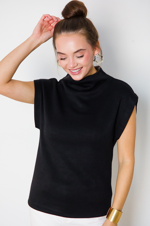 Sue Sleeveless Mock Sweater, Black