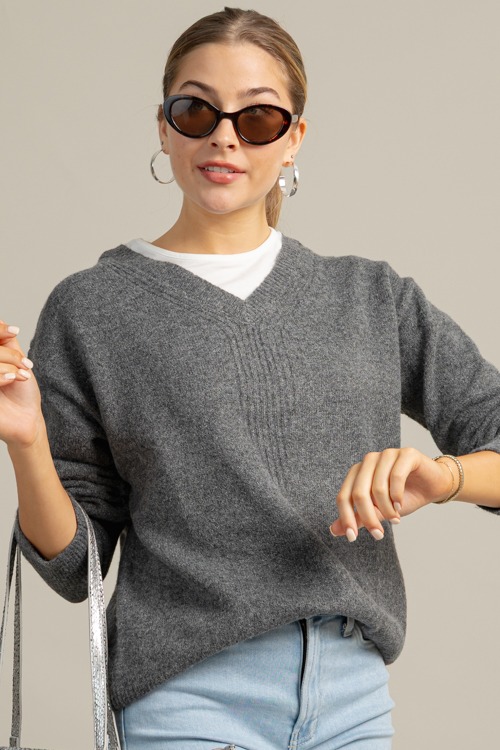 Layered V-Neck Sweater, Charcoal - 1023-63.jpg