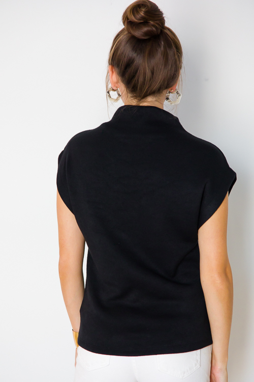 Sue Sleeveless Mock Sweater, Black