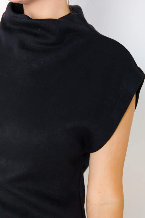 Sue Sleeveless Mock Sweater, Black