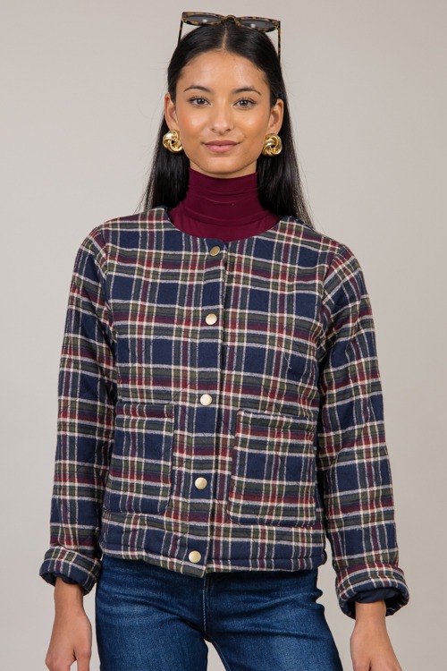 Plaid Quilted Jacket, Navy - 1023-8.jpg