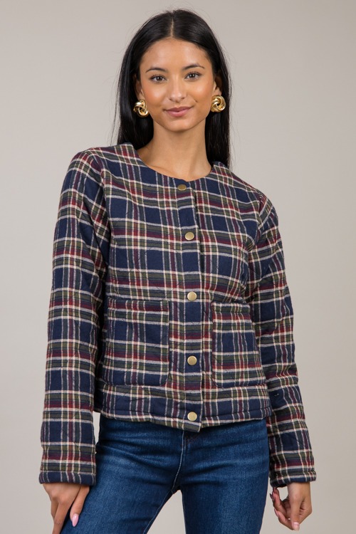 Plaid Quilted Jacket, Navy - 1023-9.jpg