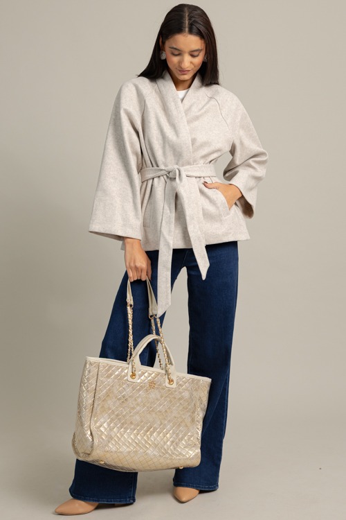 Belted Cape Coat, Oatmeal