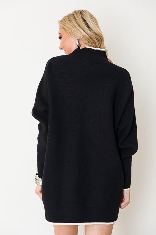 Contrast Trim Sweater, Black - New Arrivals - The Blue Door Boutique