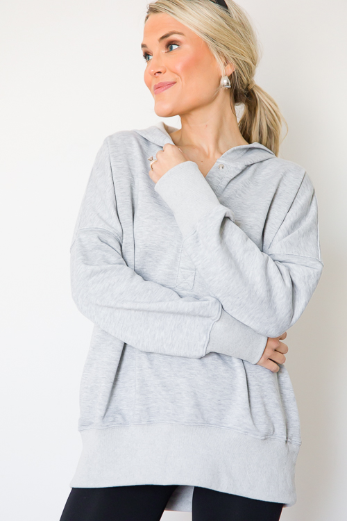 Snaps Hoodie, Heather Grey